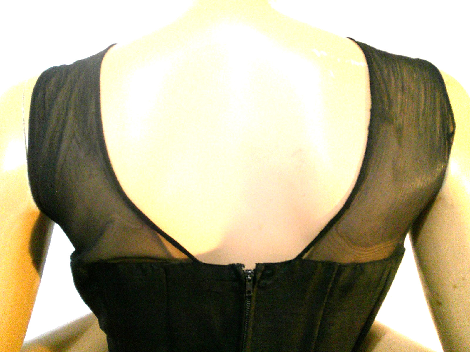 Vtg 50’s Black Raw Silk Illusion Wiggle Hourglass Pin Up Dress MINT 36-28-38