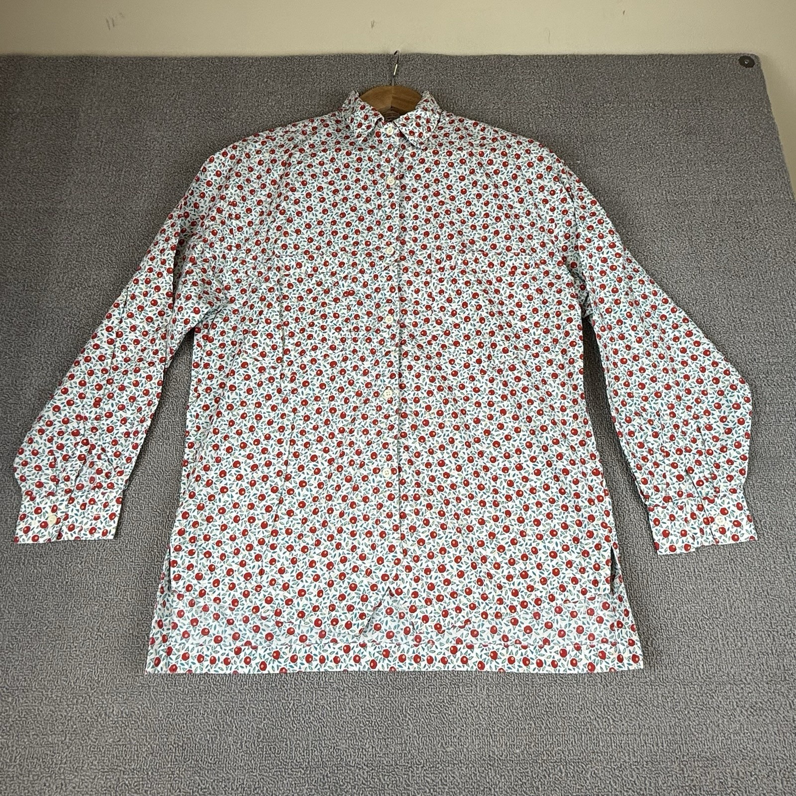 Vintage Henry Grethel 100% Cotton Button Down Shirt Red Berry Floral – Size 10
