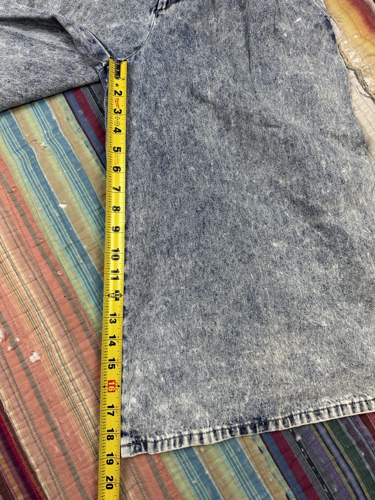 Vintage 80s Acid Wash Denim Flared Culottes Pleated High Waist 22×19 Baggy USA