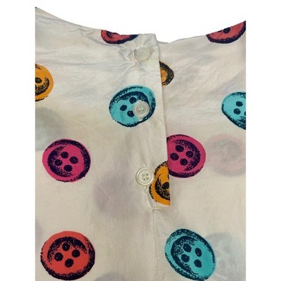 Vintage 1980s Silk Trompe L’Oeil Colorful Blouse Top M/L