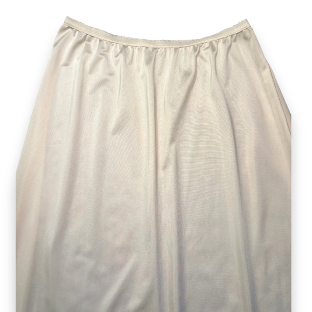Vintage Shadowline Nylon Half Slip Skirt Lace Trim Medium 70s 80s Made in USA