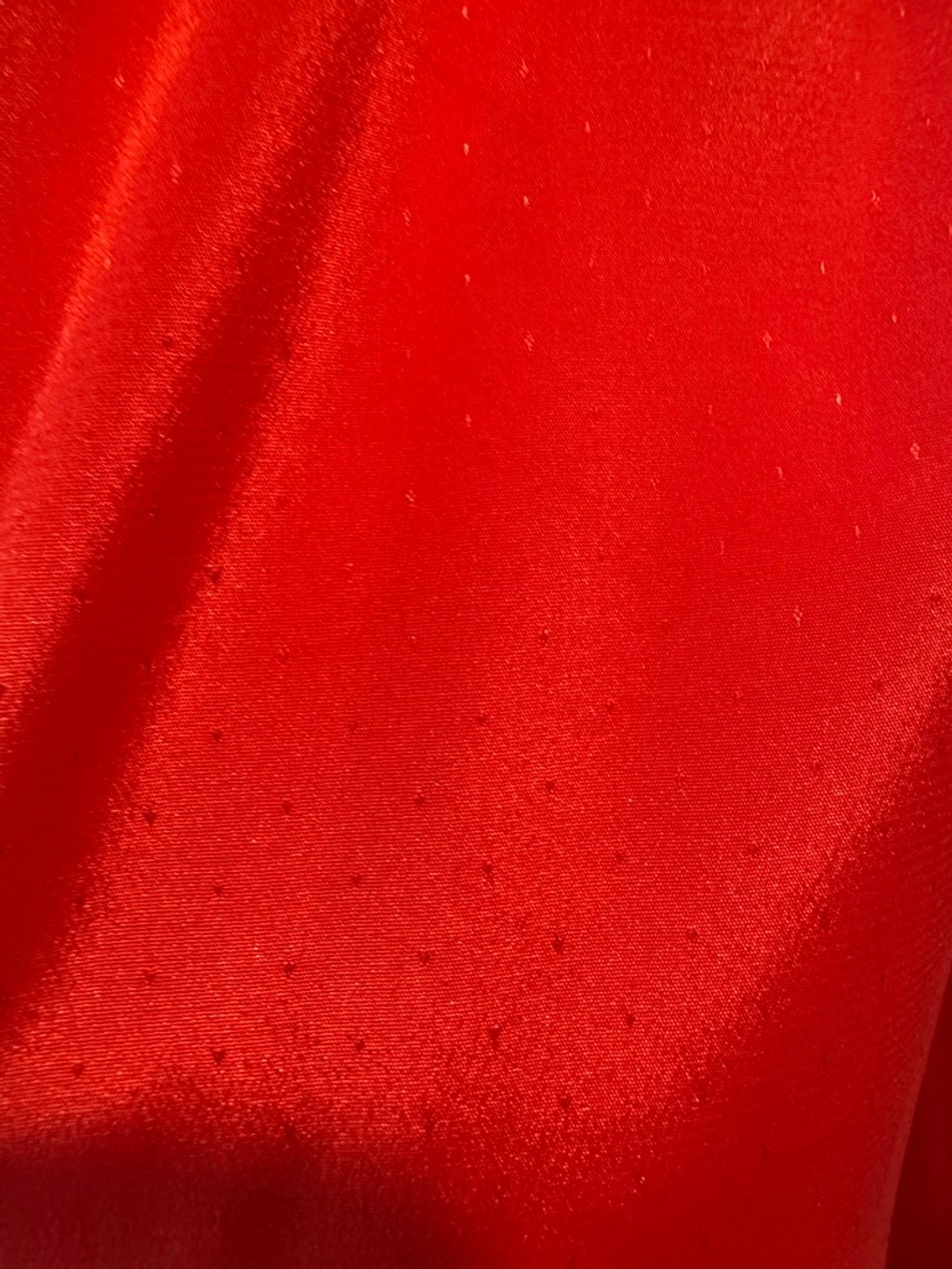 Vintage Unbranded Taffeta like Red Blouse with waist Sash