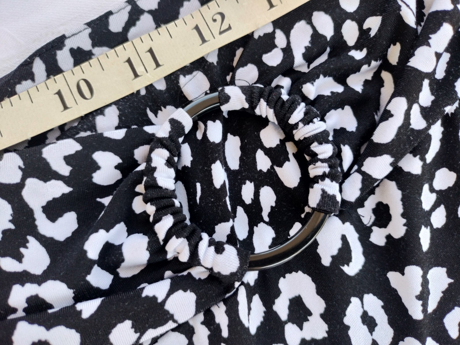 ROBERT LOUIS PullOn Pants Women L Animal Print Black/White Faux Belt Loose Leg