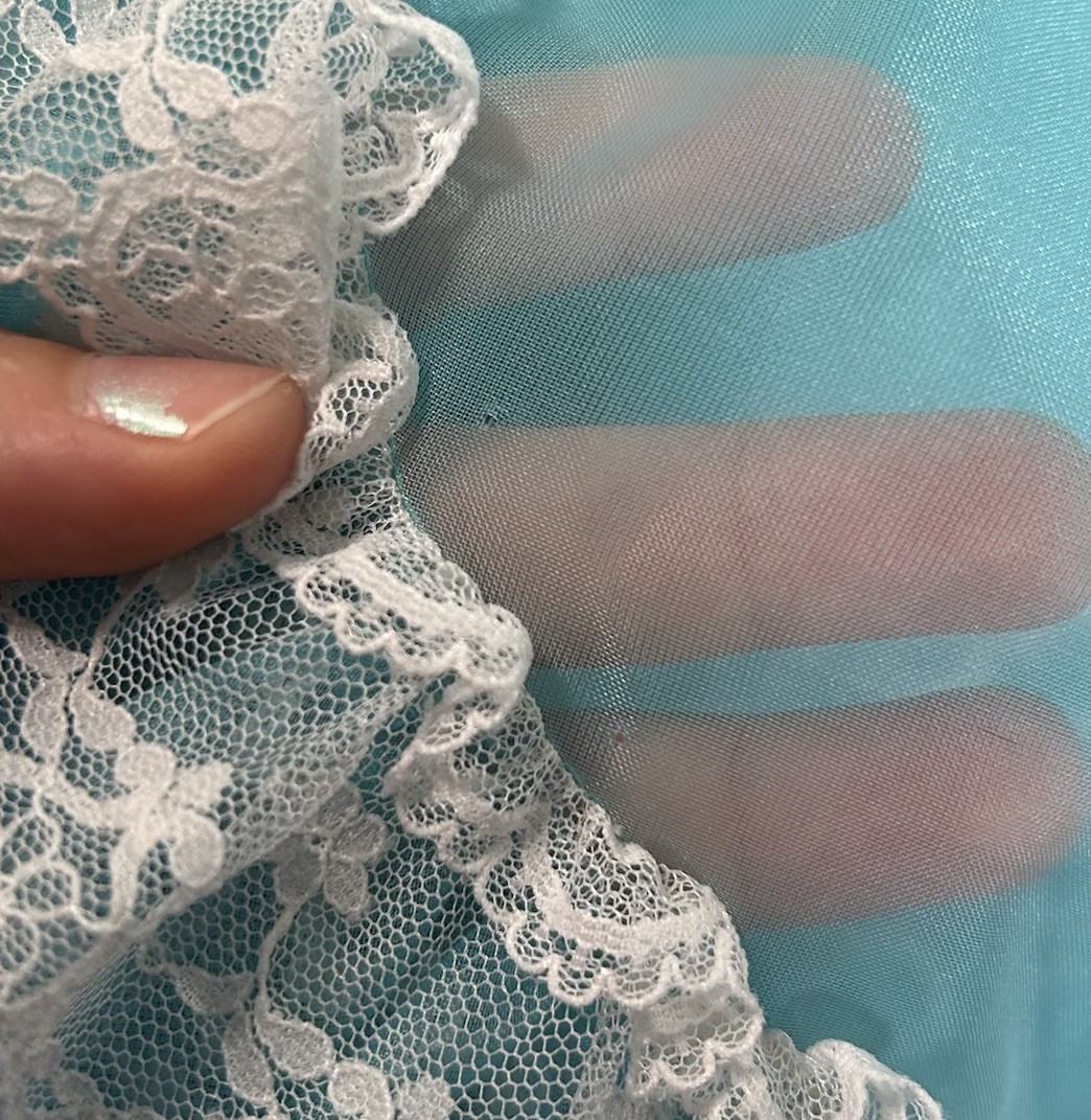 VTG 70s/80s Mike Benet Southern Belle Prairie Aqua Lace Organza Maxi Dress Sz S