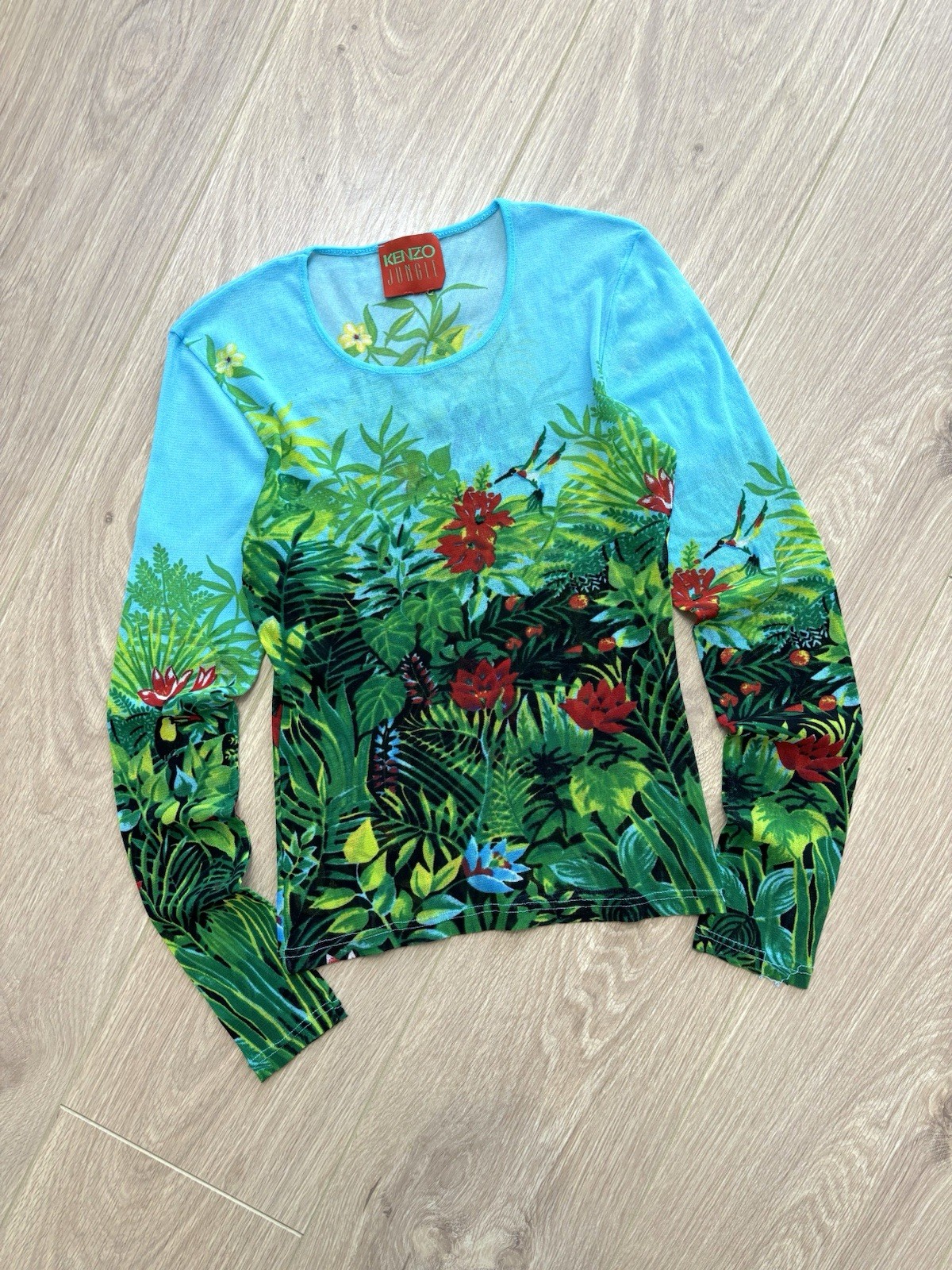 Vintage Kenzo Jungle Mesh Top Long Sleeved Y2k Size S Avant Garde French 90s