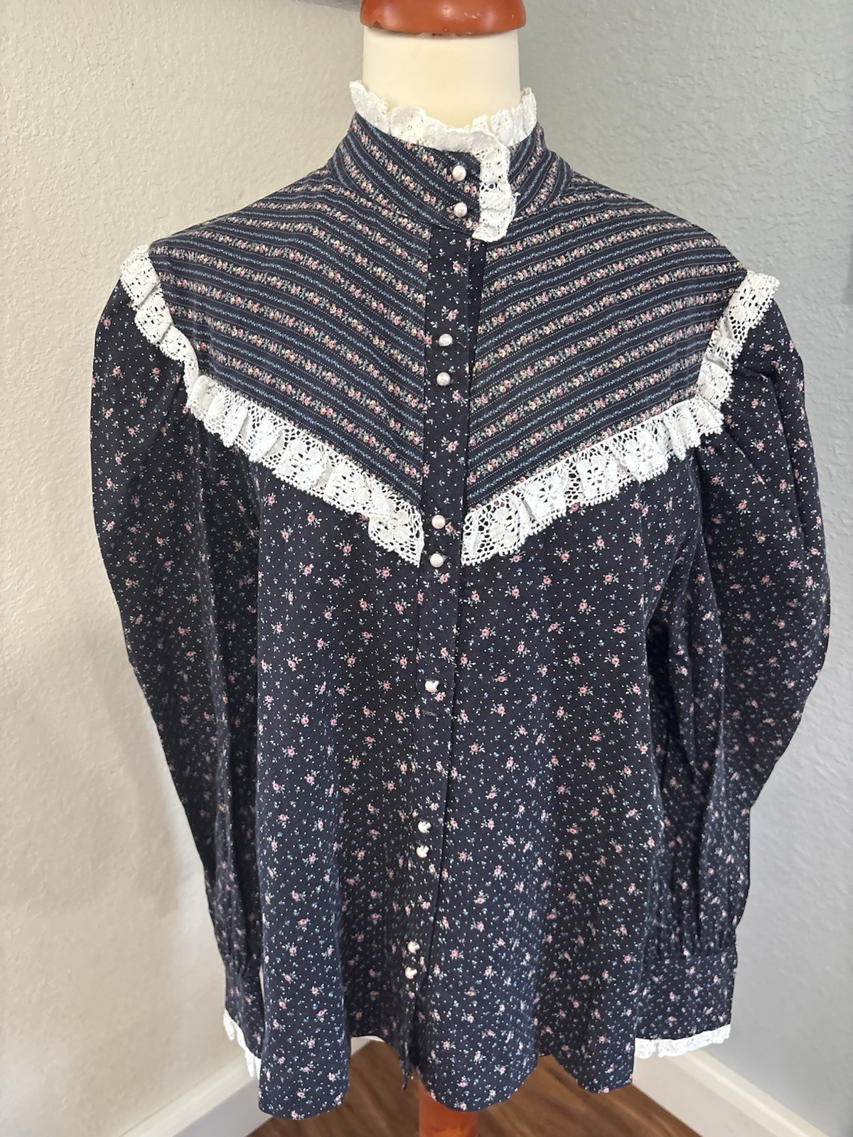 Vintage 70s Stras California Prairie Blouse Size 40 Large Victorian Cottagecore