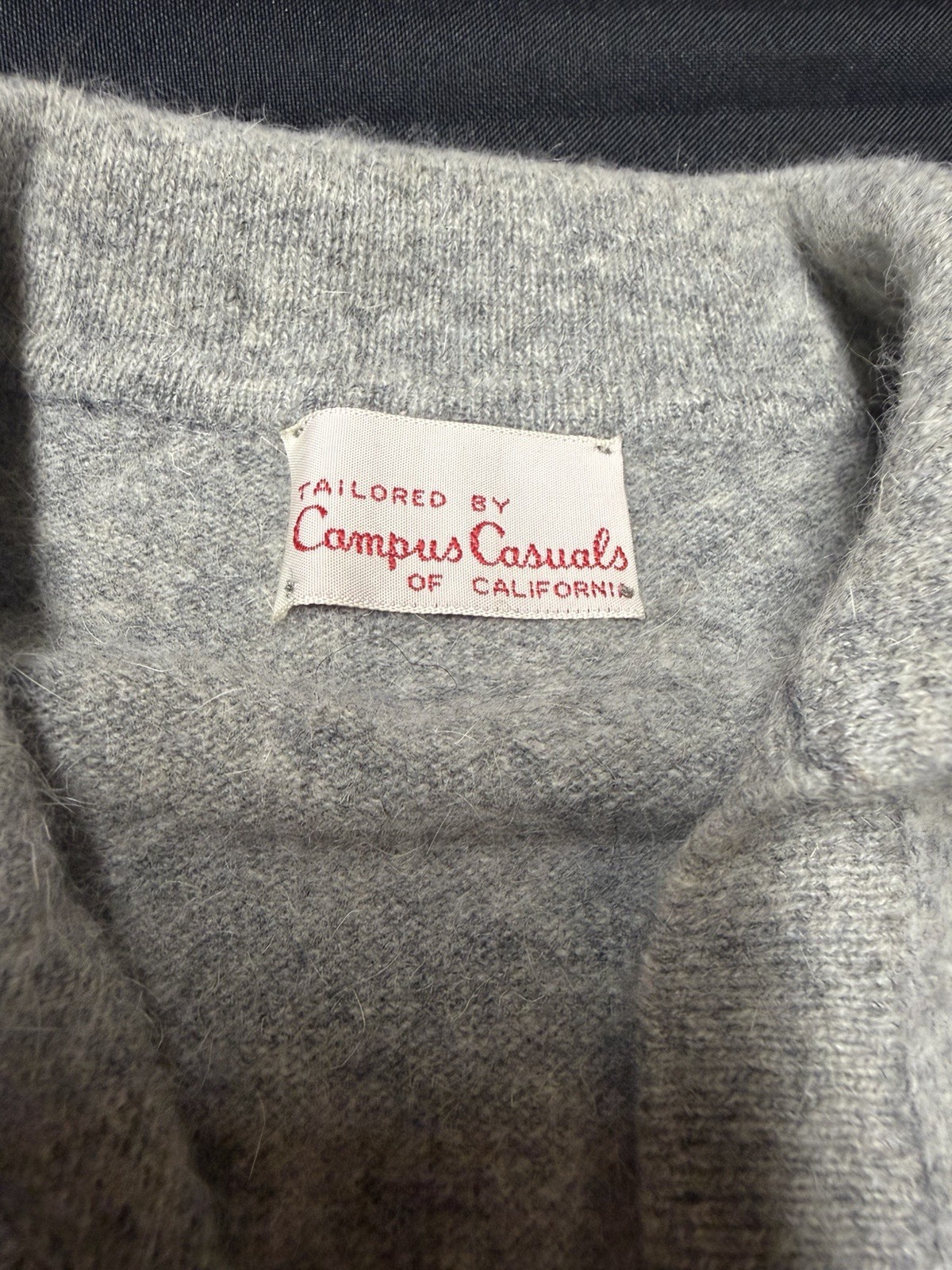 Vtg 1960s Campus Casuals Collared Knit Sweater Womens Small Gray Leaf S NOS