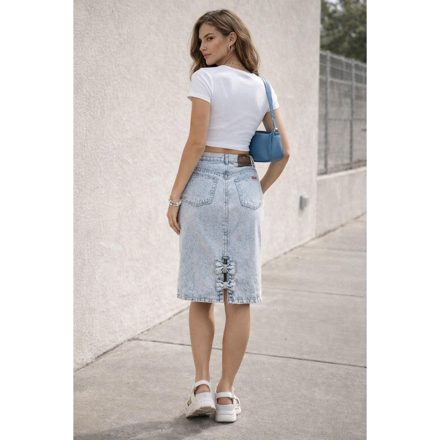 Vintage Jordache Acid Wash Denim Skirt Womens 11/12 High Waist Pencil Midi 90s