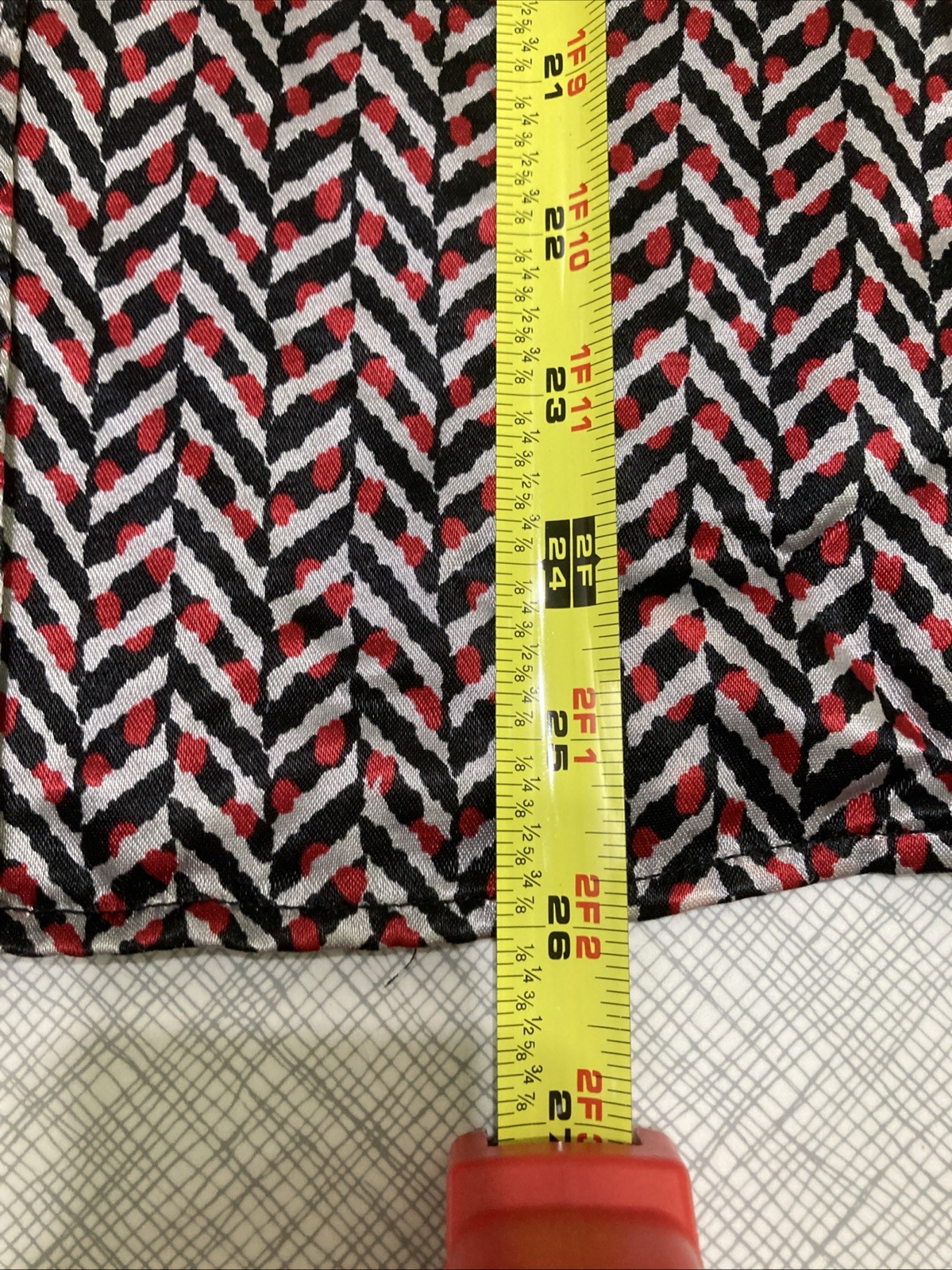 Vtg 80s 90s Gianni Rayon Satin Blouse Geometric Chevron Pads Shawl Collar 14 M