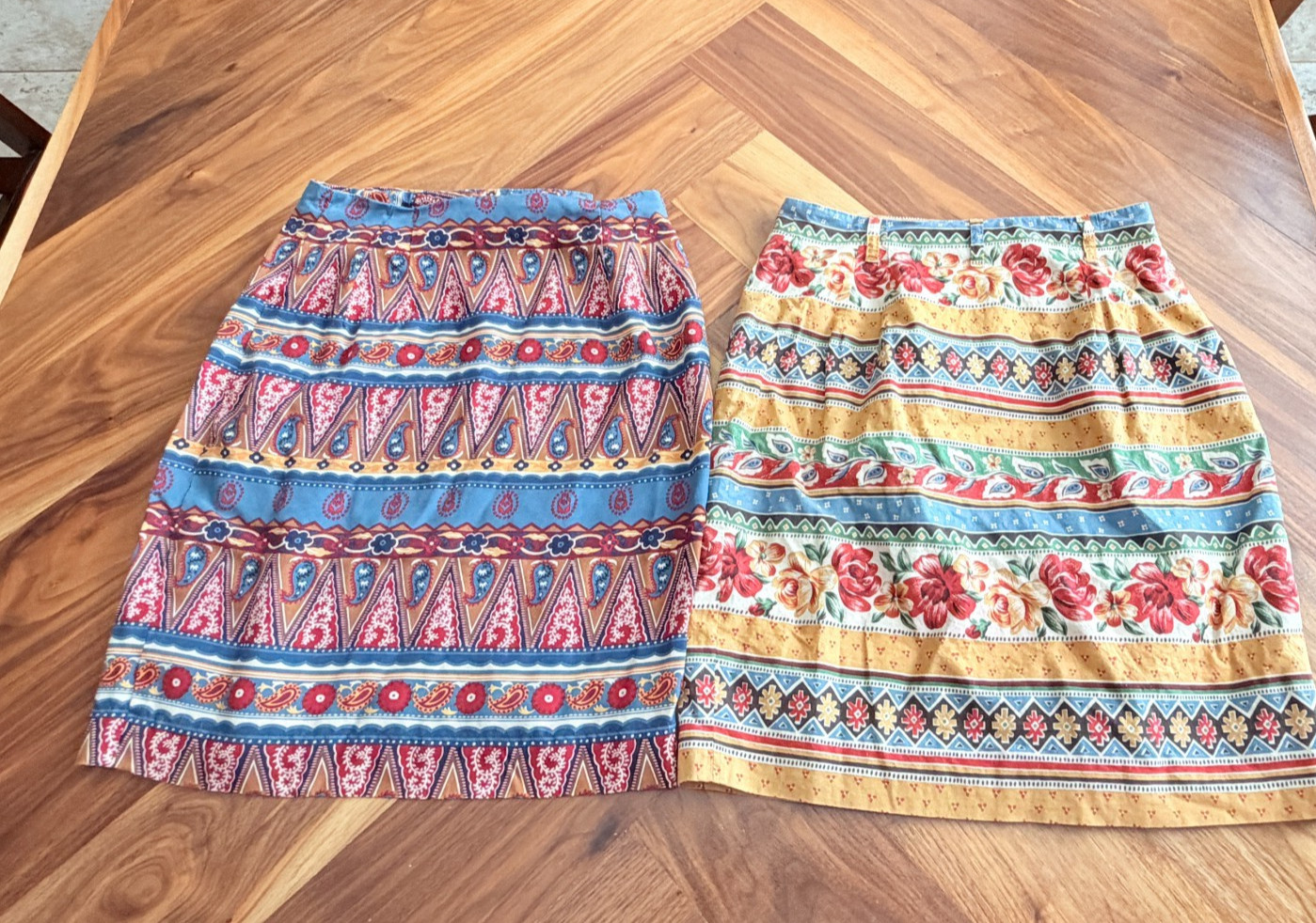 Breeches Vintage 1990’s wrap skirt lot (2) multi-color floral patterns size 8