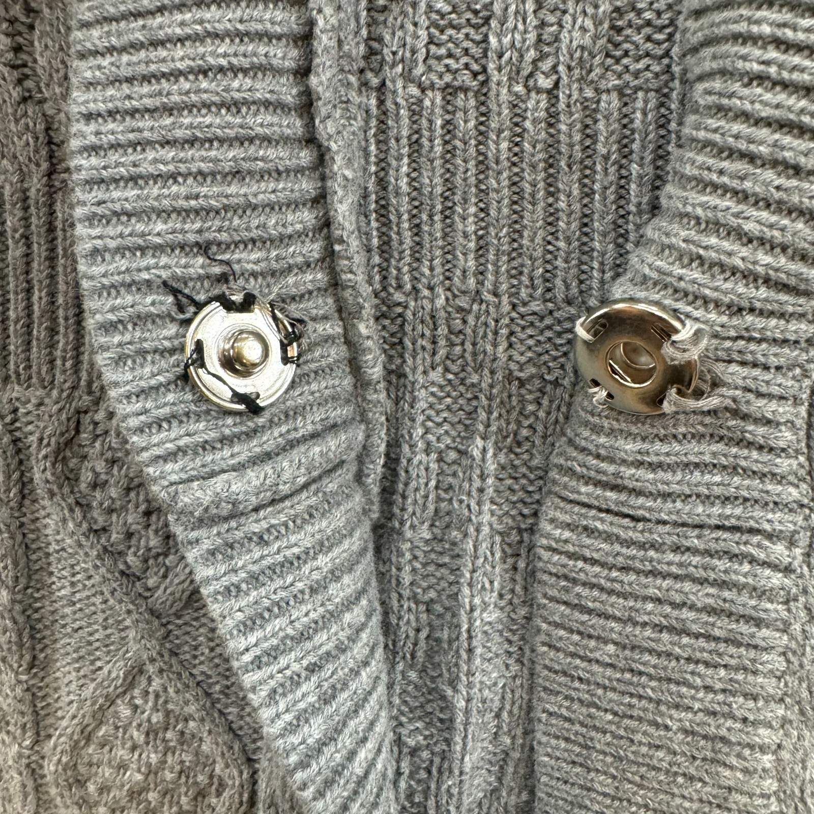 Y2K Vintage Sweater Top Medium Grey Cardigan Long Tunic Cable Knit Boho Grunge