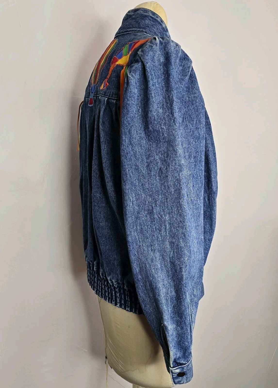 Bramble Lane Vintage Denim Jacket Sz Medium hot air Balloon applique puff paint
