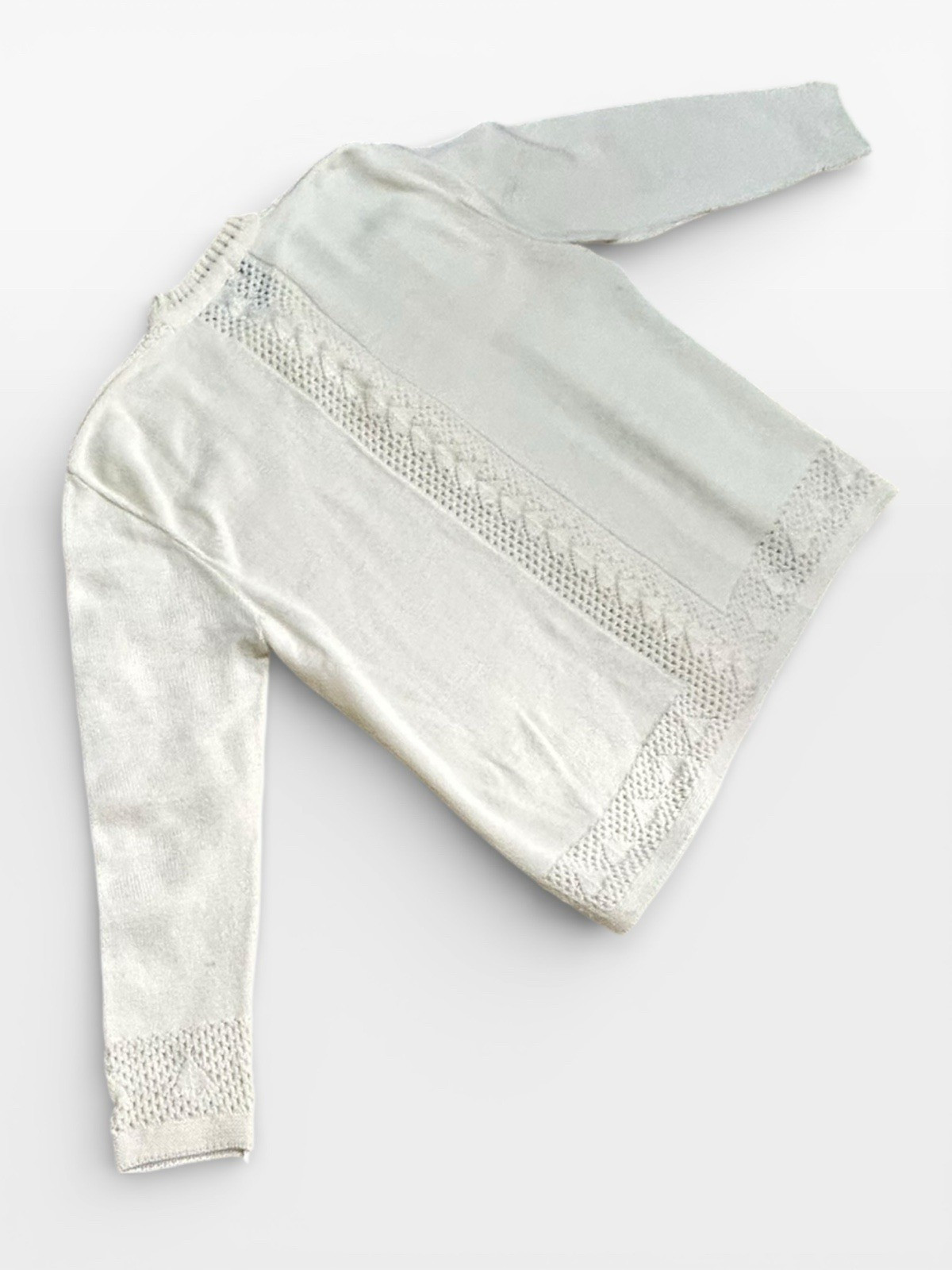 Vintage 70s Womens Medium Ivory Acrylic Knit Cardigan Grandma Core EUC!