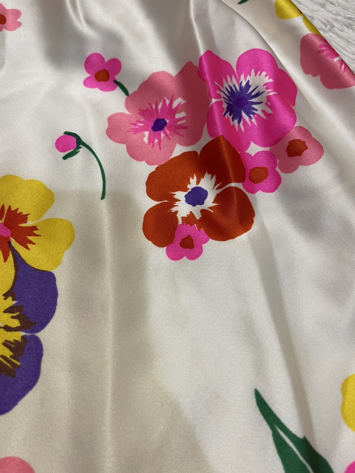 Vintage Joan Leslie for Kasper satin high neck floral maxi dress