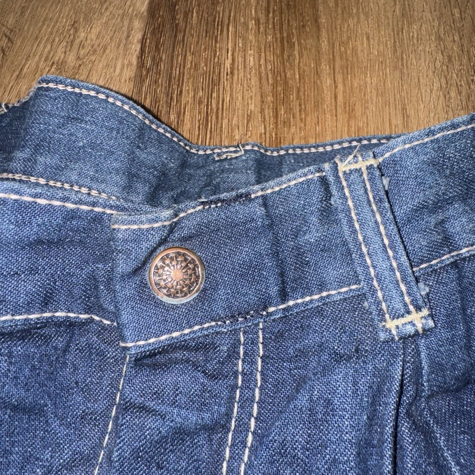 Stuffed Jeans Vintage 70s Denim Blue Jean Mod Hippie USA Womens sz 7 Waist 26 31