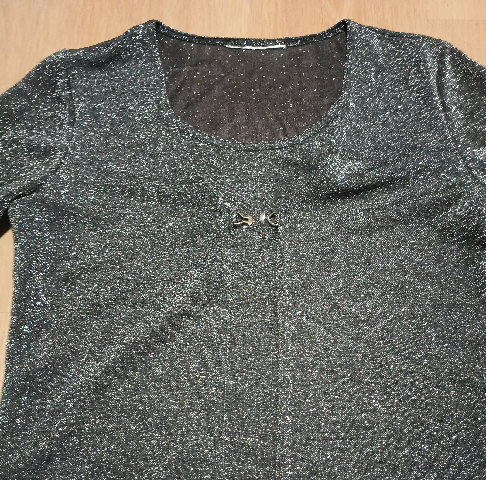 Vtg Stretch Silver Metallic Gray Layered Sparkly Party Festive Top Jacket M