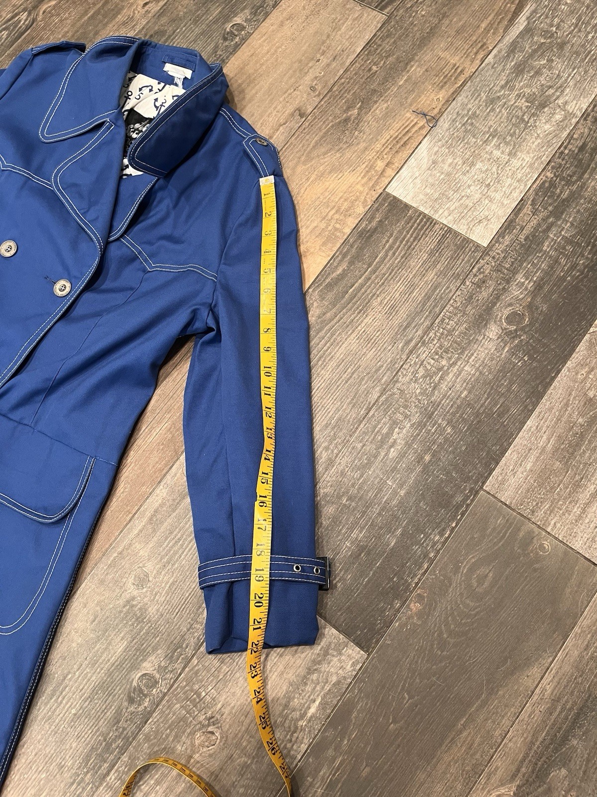 Vintage MOD Fleet Street Rain/Shine TRENCH Coat Sz 16 Water Repel 60’s 70’s Blue