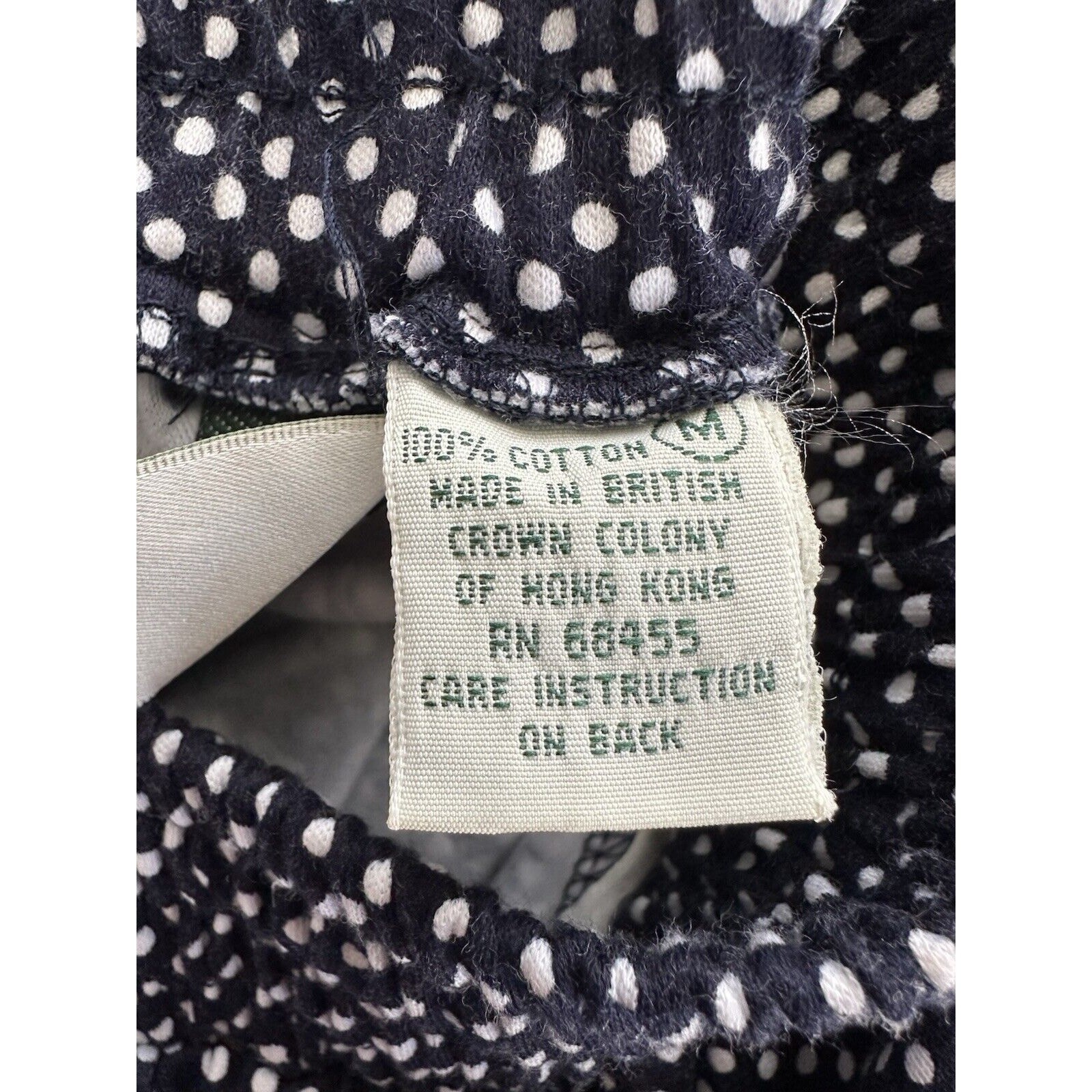 Carroll Reed Polka Dot Cotton Long Skirt Vintage Hong Kong Elastic Waist Pockets