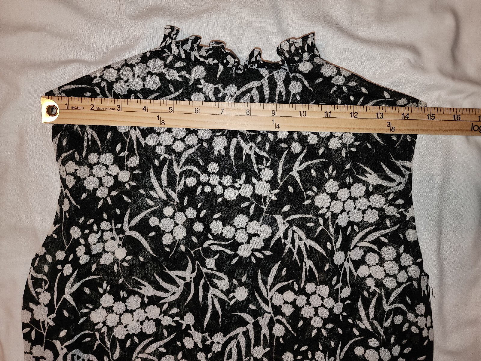 VTG Lady Carol Of New York Sheer Sleeveless Floral Black & White Dress Size 12