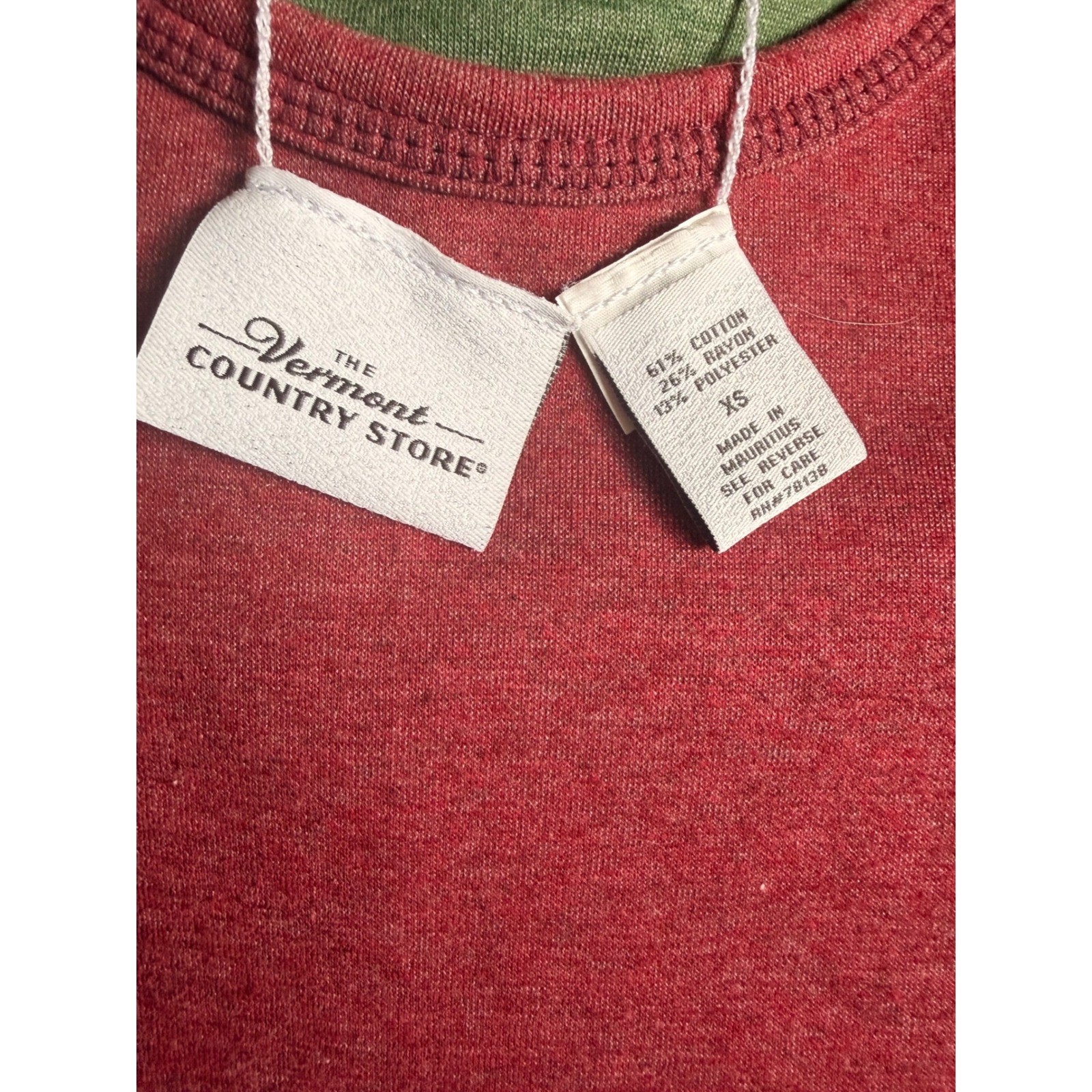 Vermont Country Store Comfort Knit Reversible Dress Burgundy Green Sz XS