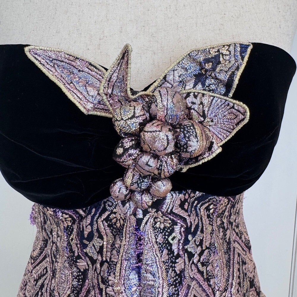1980s Rare Eugene Alexander Velvet Metallic Gown Dress