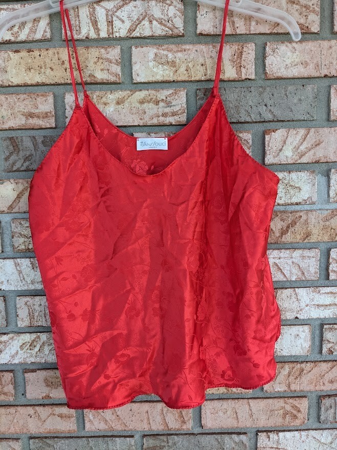 Vintage San Souci-Woman Teddy Set-2 Pc Set Red Camisole/Panty-Size Large-Sexy
