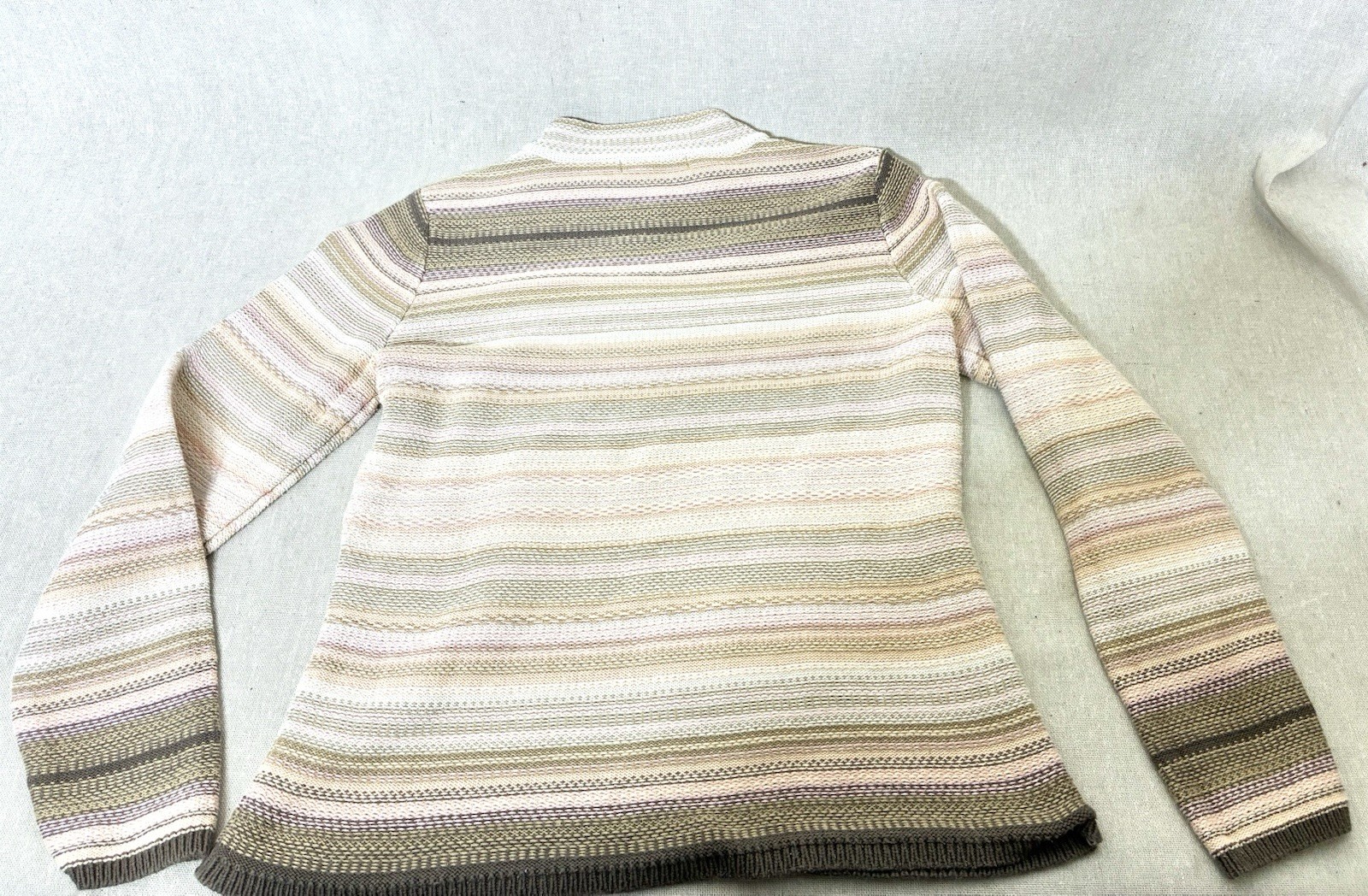 Crazy Horse Liz Claiborne Sweater Womens L Striped Knit Crewneck Brown Pink