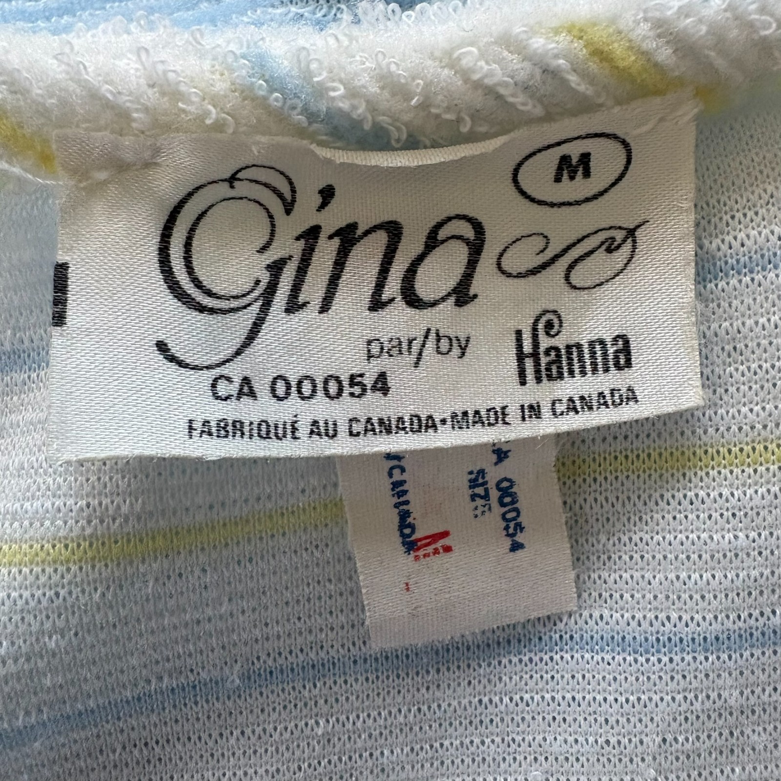 Vintage 70s Pastel Blue Striped Terry Cloth Romper Playsuit by Gina Size M