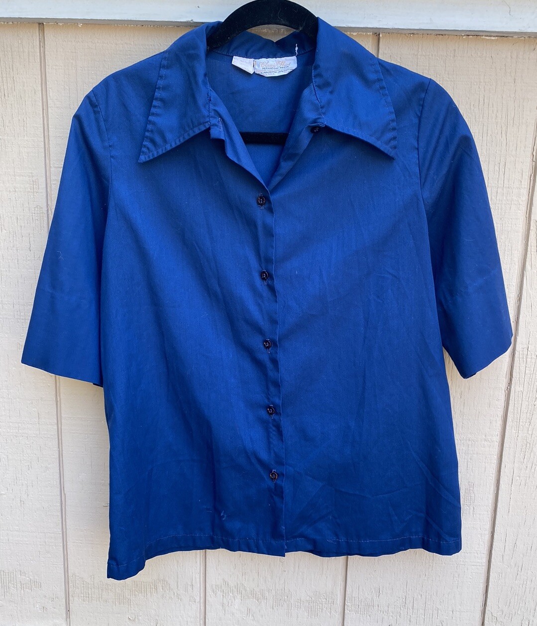 VTG 50s 60s Womens Classic Shirt Short Sleeve Blouse Greaser Rockabilly Shirt M
