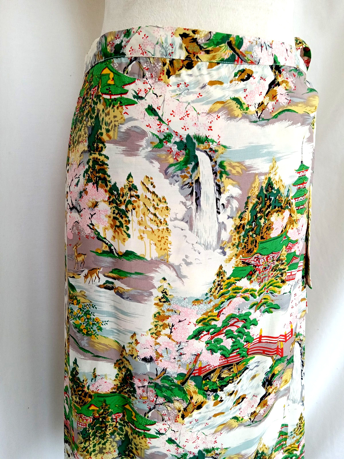 Vtg 80s Lucky Beach Hula Wear Paradise Found Hawaiian Wrap Skirt Sz M Hong Kong