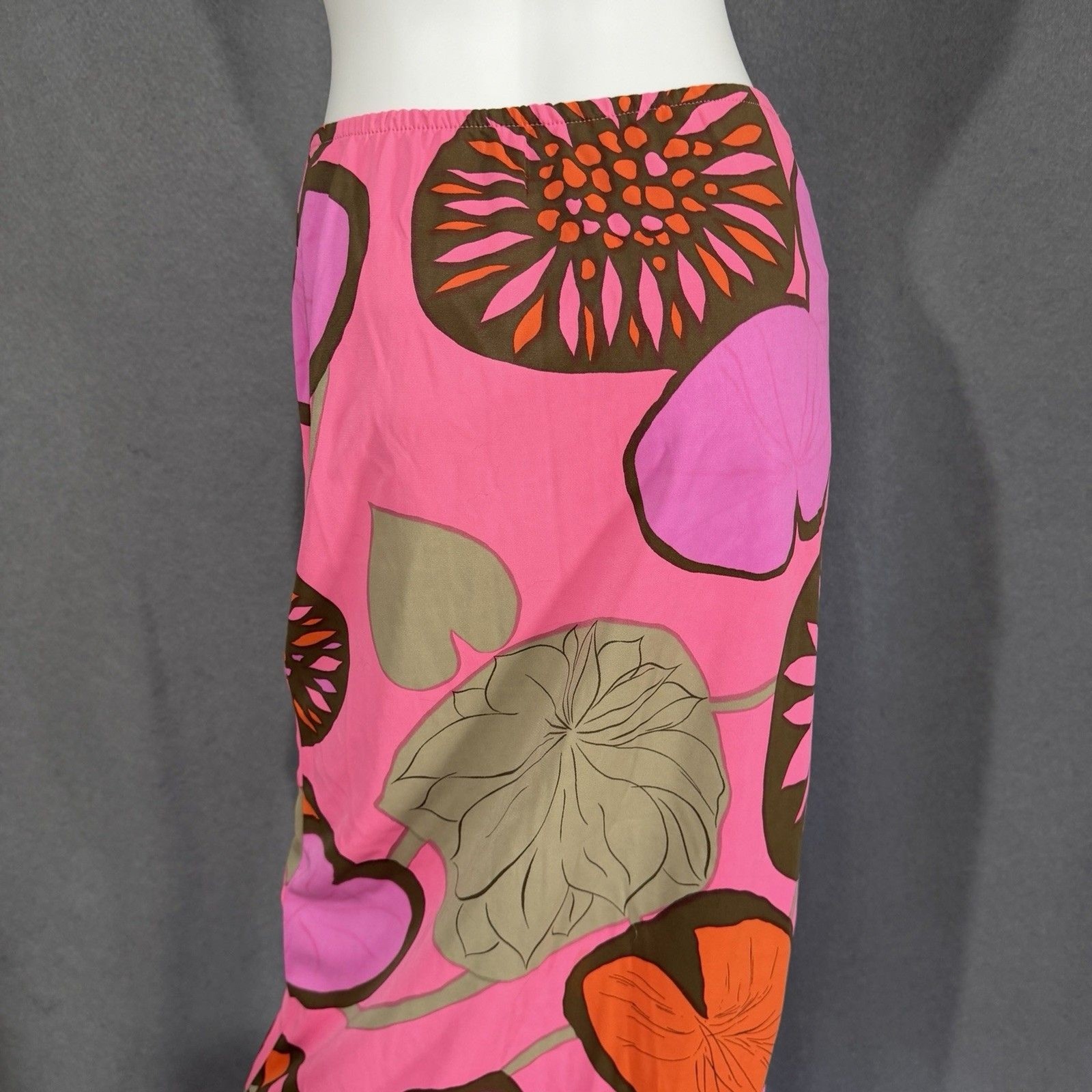 Vintage 1960’s Elisabeth Stewart Side Slit Vibrant Pink Skirt Mid Century Print