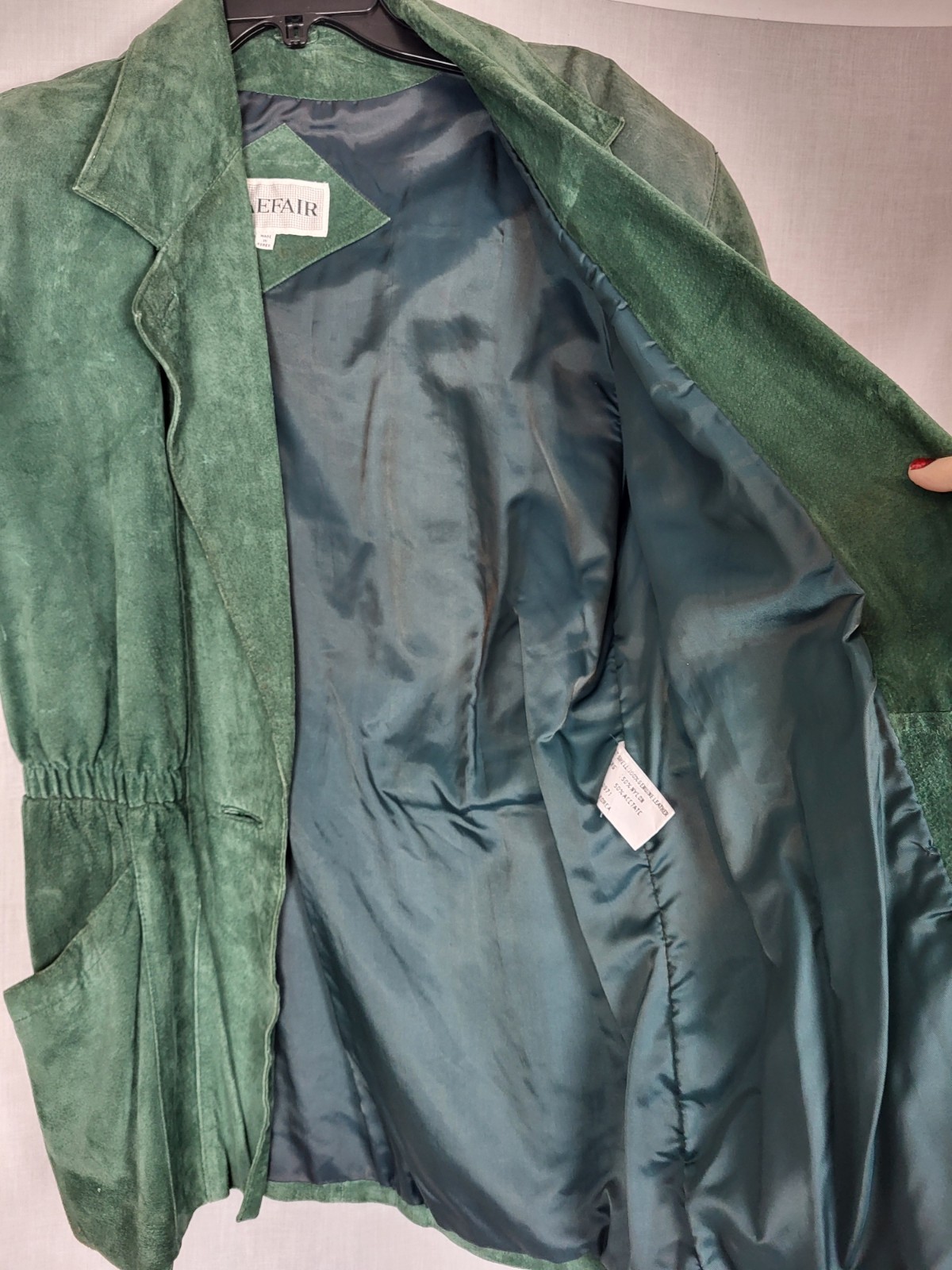 Vintage Braefair Leather Jacket Coat (L) Green 80’s Retro Classic Dressy Work