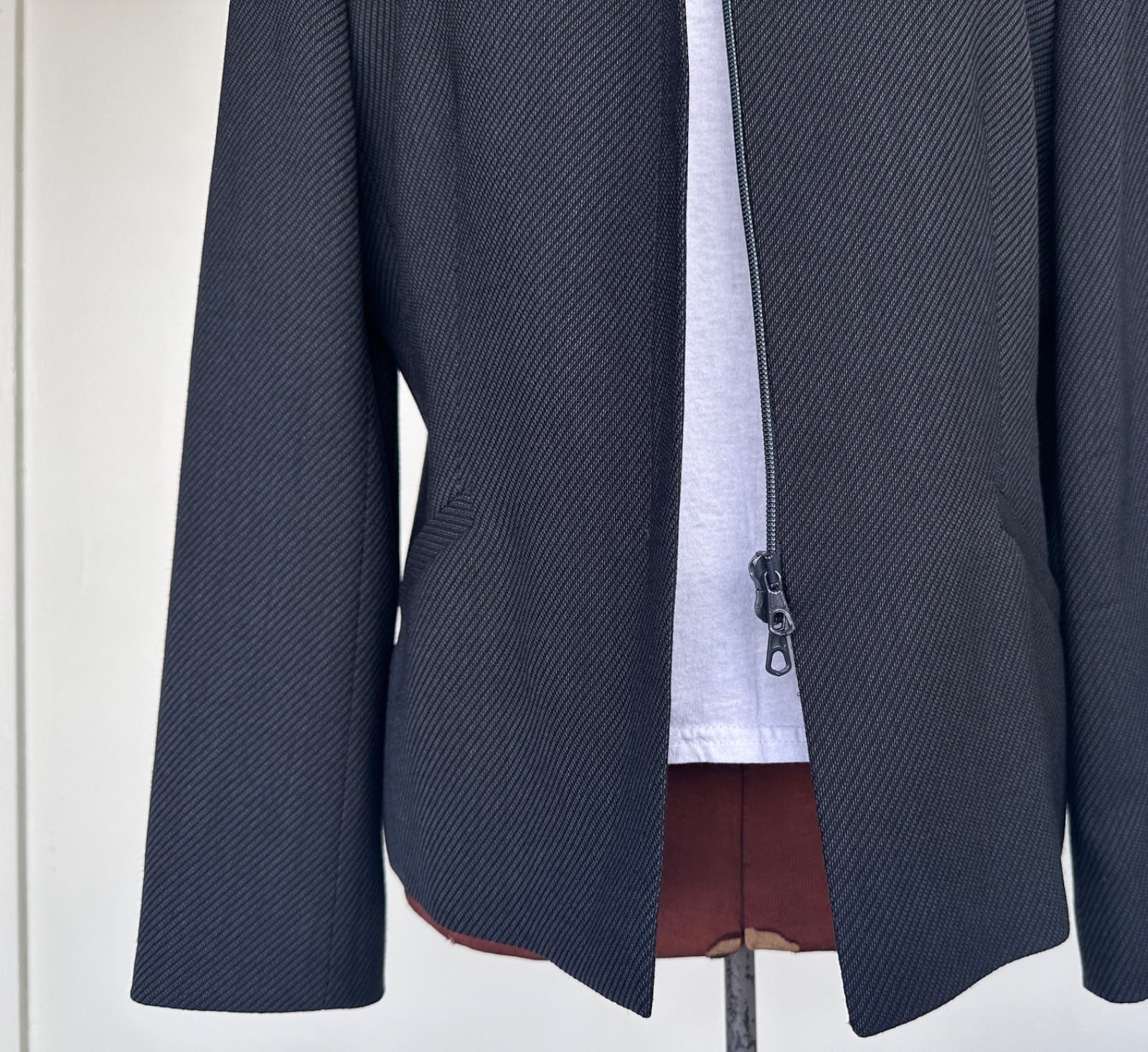 Giorgio Armani Womens Bomber Jacket Size Medium Mandarin Collar Wool 90s Jacket