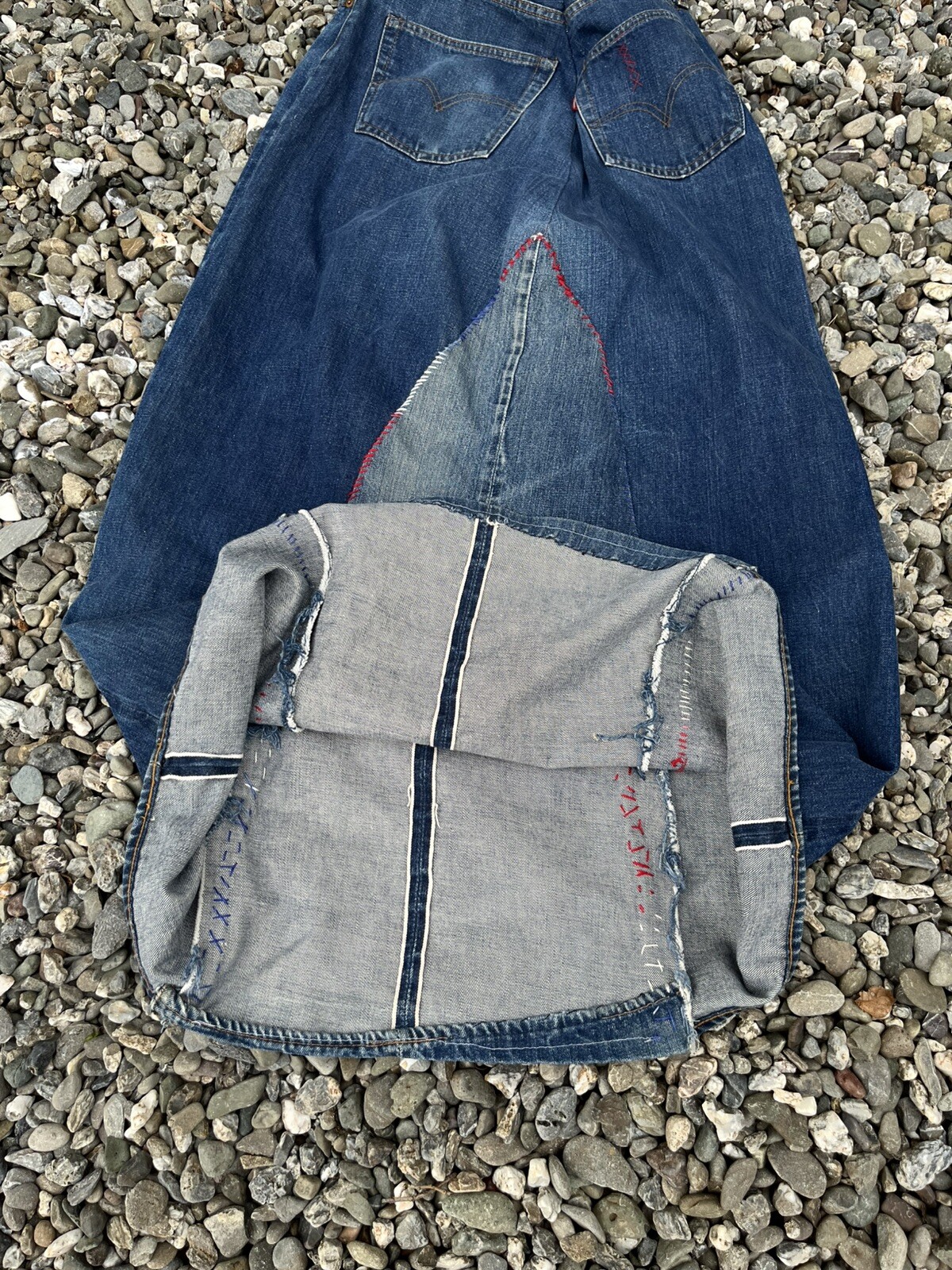 1970s Levi’s Maxi Skirt Redline Selvedge Denim DIY Single Stitch Vintage