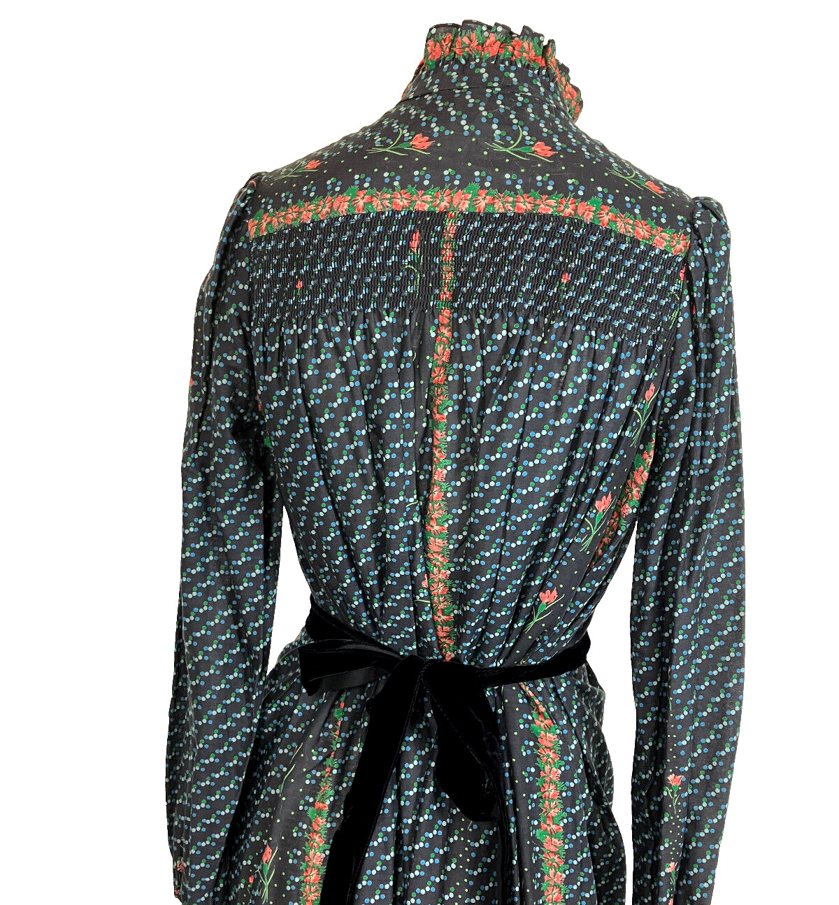 Vintage 70s Mixed Floral Prairie Style Cotton Dress Vampire D’accord Betty Carol