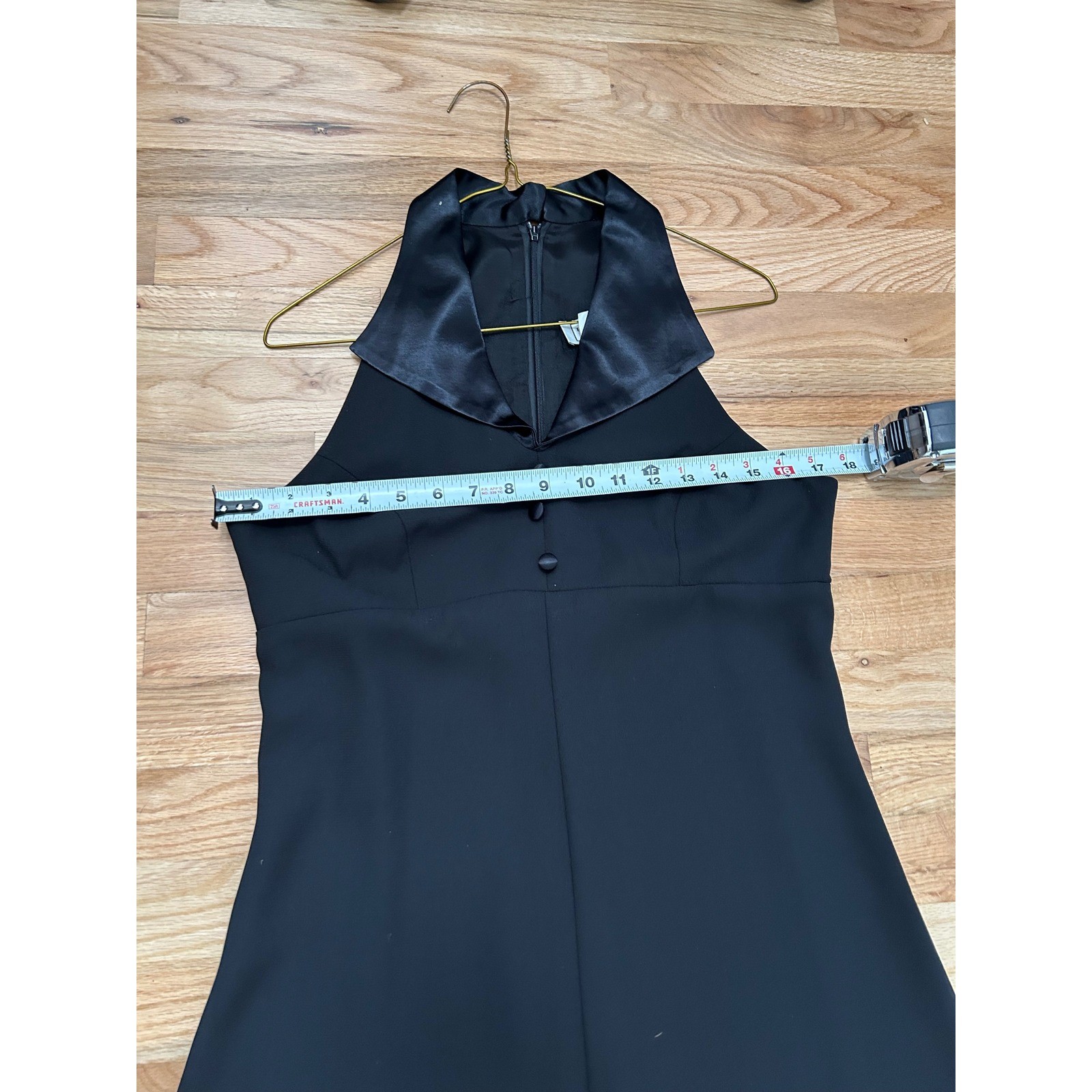 Beechers Brook Tuxedo Halter Maxi Dress Womens 8 Black Vintage Minimalist Gown