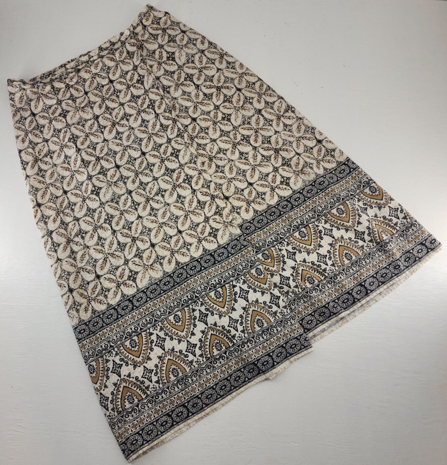Vintage Liz Claiborne 1X | Silk Boho Wrap Maxi Skirt Earth Tones Geo Print