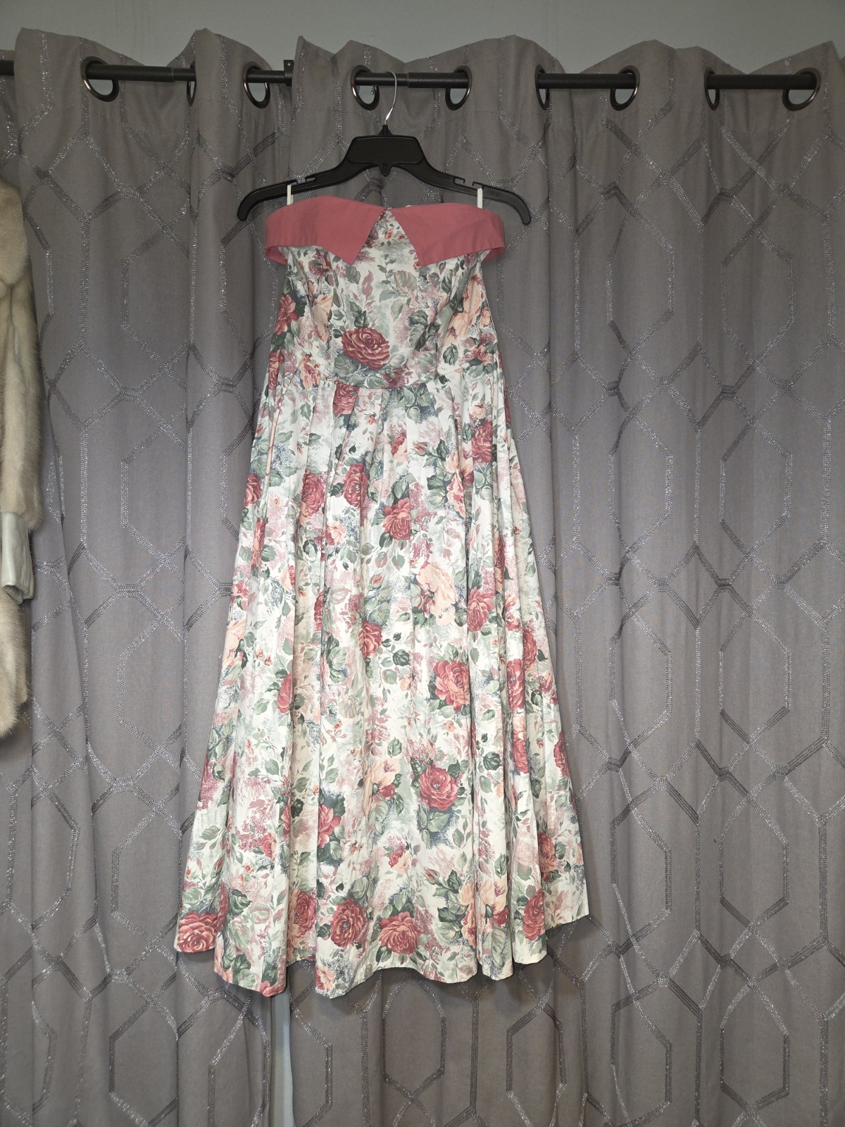 Vintage Laura Ashley Strapless Rose Print Dress 10