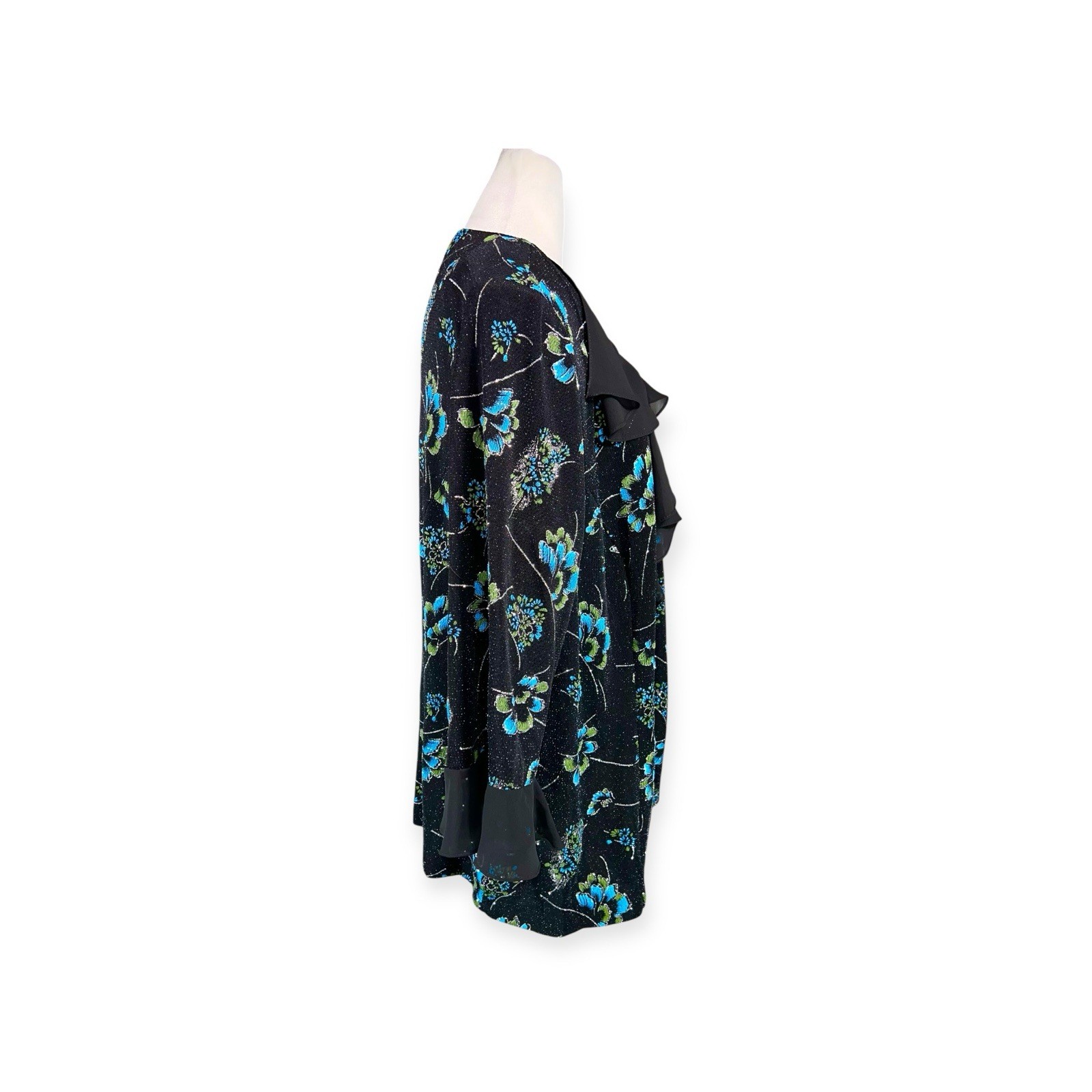 VTG GLITTER RUFFLE FLORAL JACKET WHIMSIGOTH GOTH WITCH WHIMSICAL FAIRY 2X NWT
