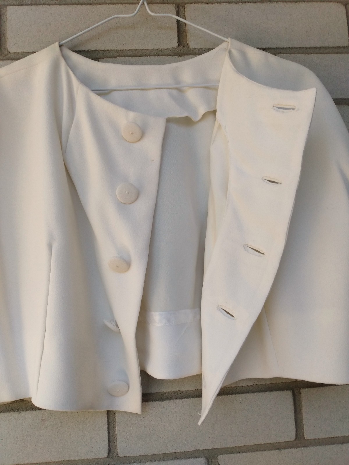 Vintage 60s Ivory Bolero Dress Jacket 42″B Rockabilly Formal Crepe Chiffon