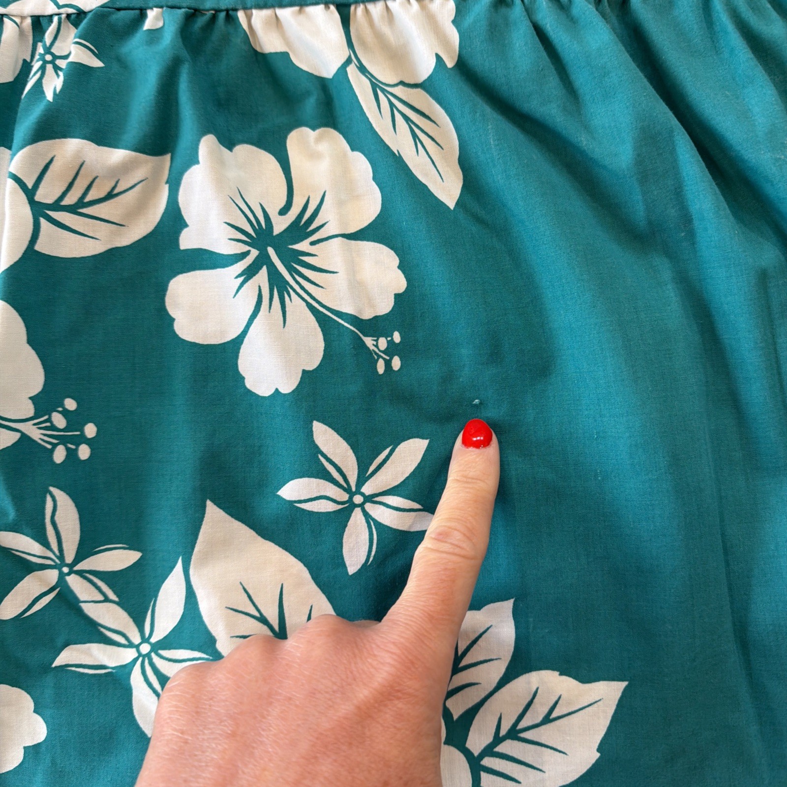 Vintage Helena’s Hawaii Turquoise White Floral Dress Made In Hawaii Size Medium