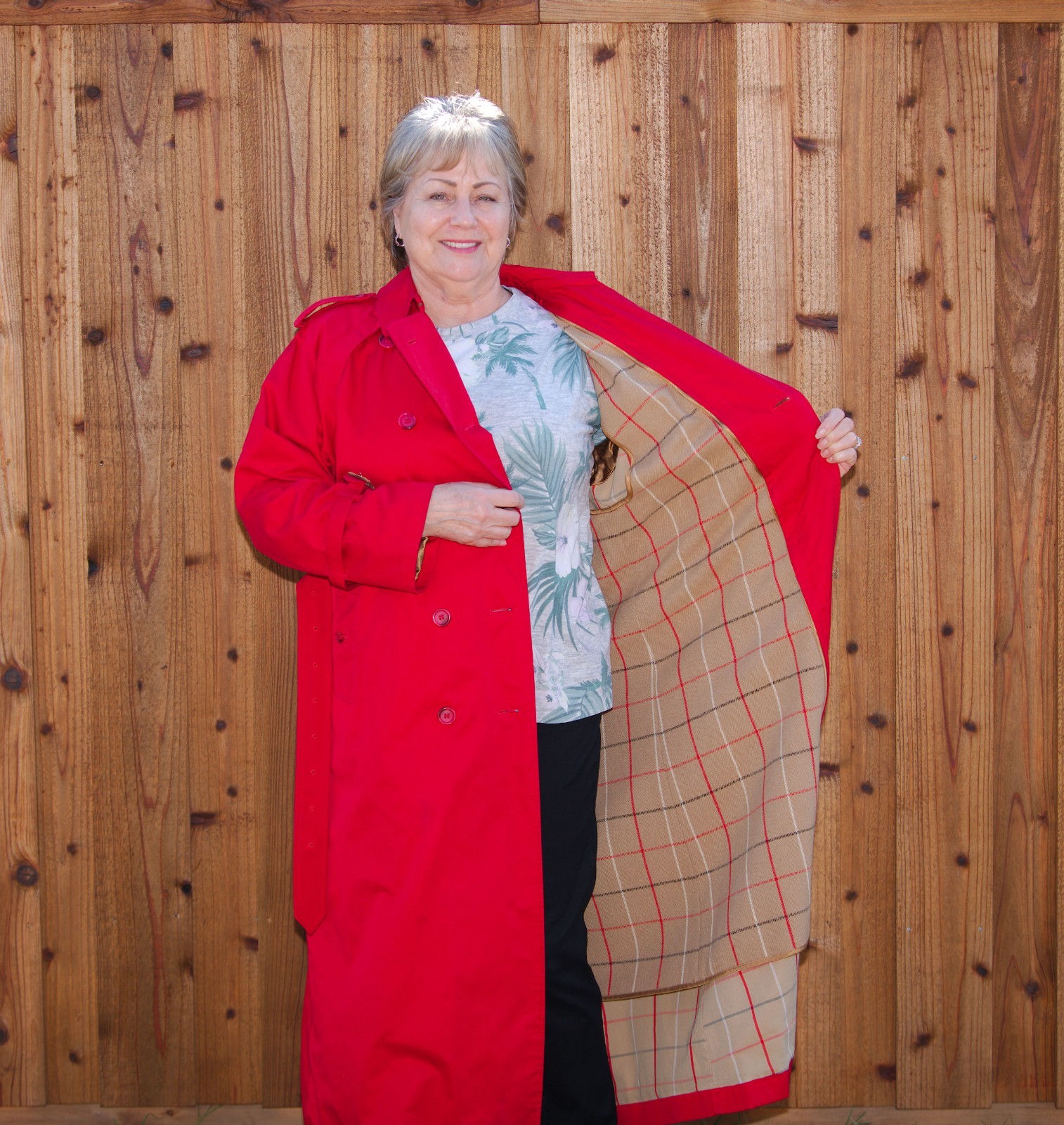 Vintage Burberrys Red Trench Coat Made England Removable Wool Liner Size 14