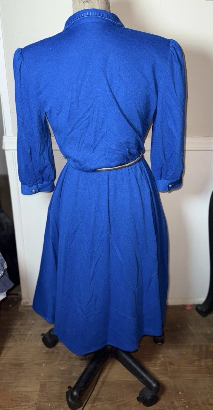 California Looks Collared Swing Mod Blue 60s Dress Size Medium Women’s Fashion