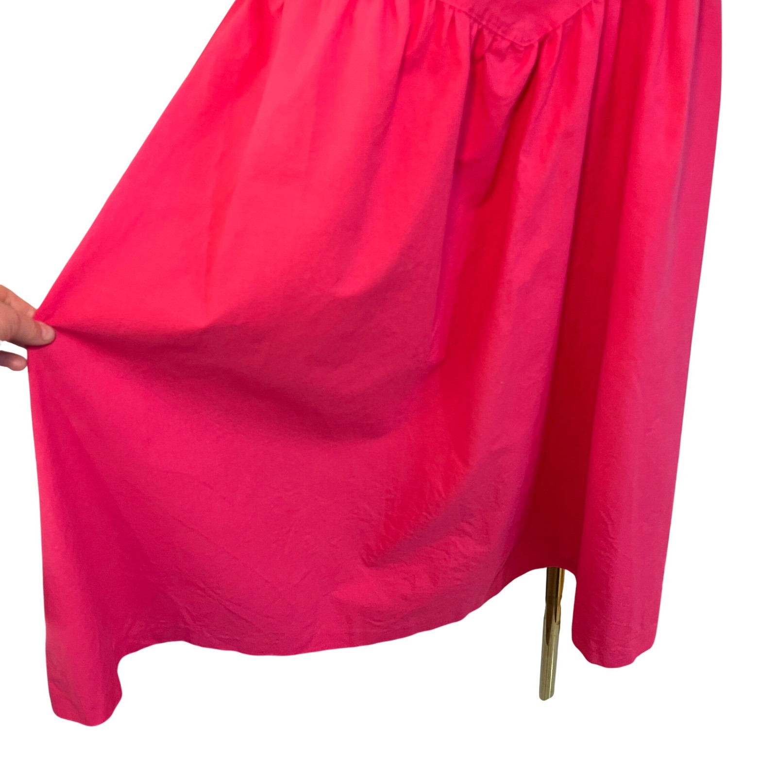 Vintage Impromptu Pink Cotton Midi Dress Eyelet Sleeve Open Back Size 14
