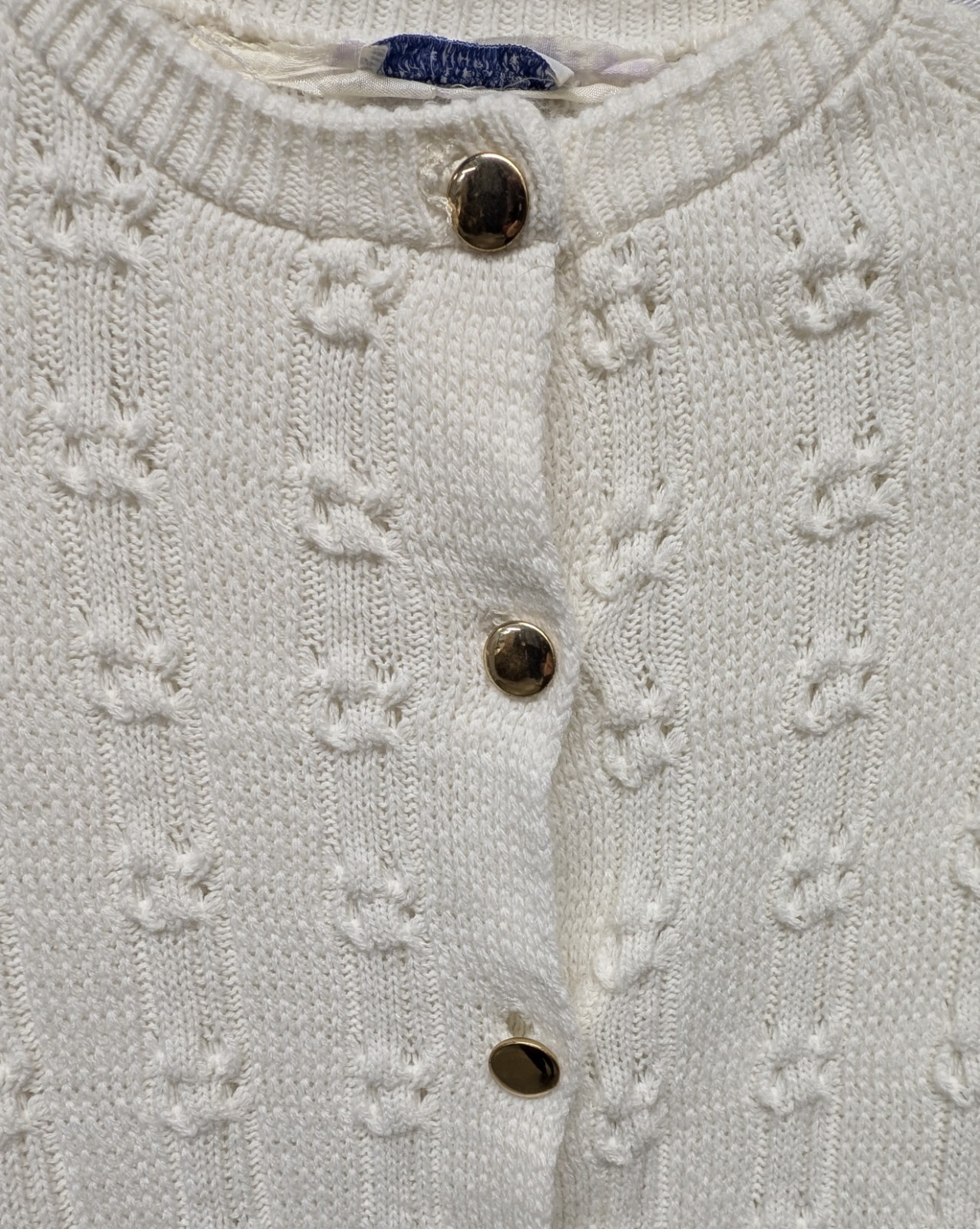 Vtg. 70’s White Orlon Acrylic 4 Button Knit Poncho Cape Arm Holes Fringe OSFM