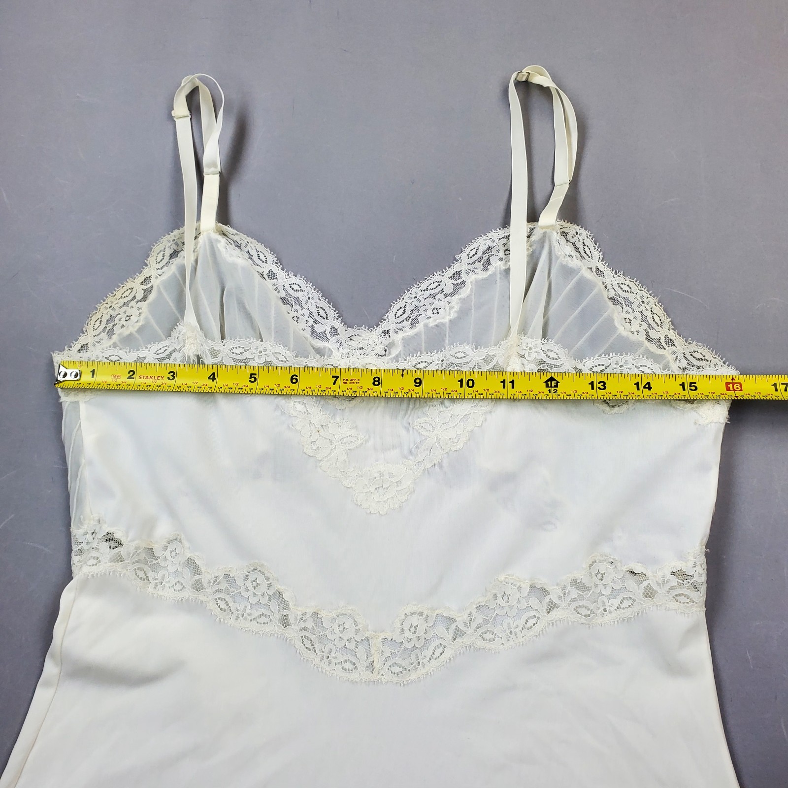 Vintage 60s Rogers Run Proof Tricot Nylon Sheer Pintucked Pleat Dress Slip Sz 36