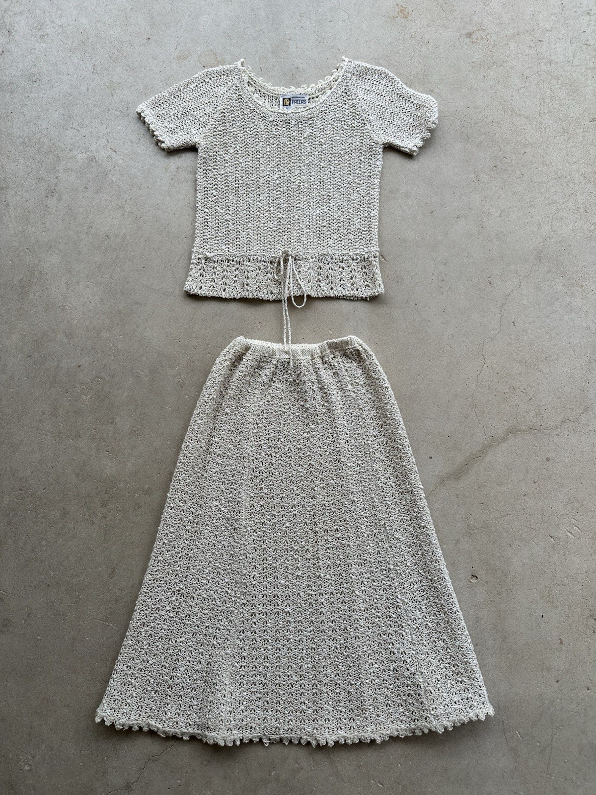 1970s A Pallas Original Hand Loomed Irish Linen Knit [Dress/Skirt/Set] Boho VTG