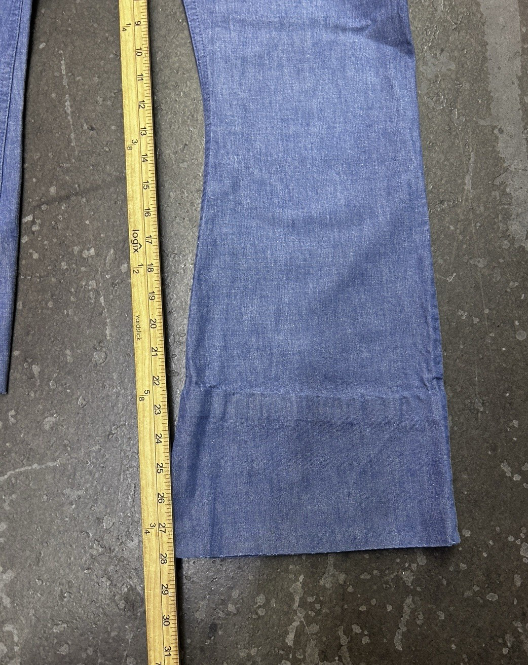 Vintage 70s US Navy Seafarer Bell Bottom Denim Dungarees High Rise 24×28