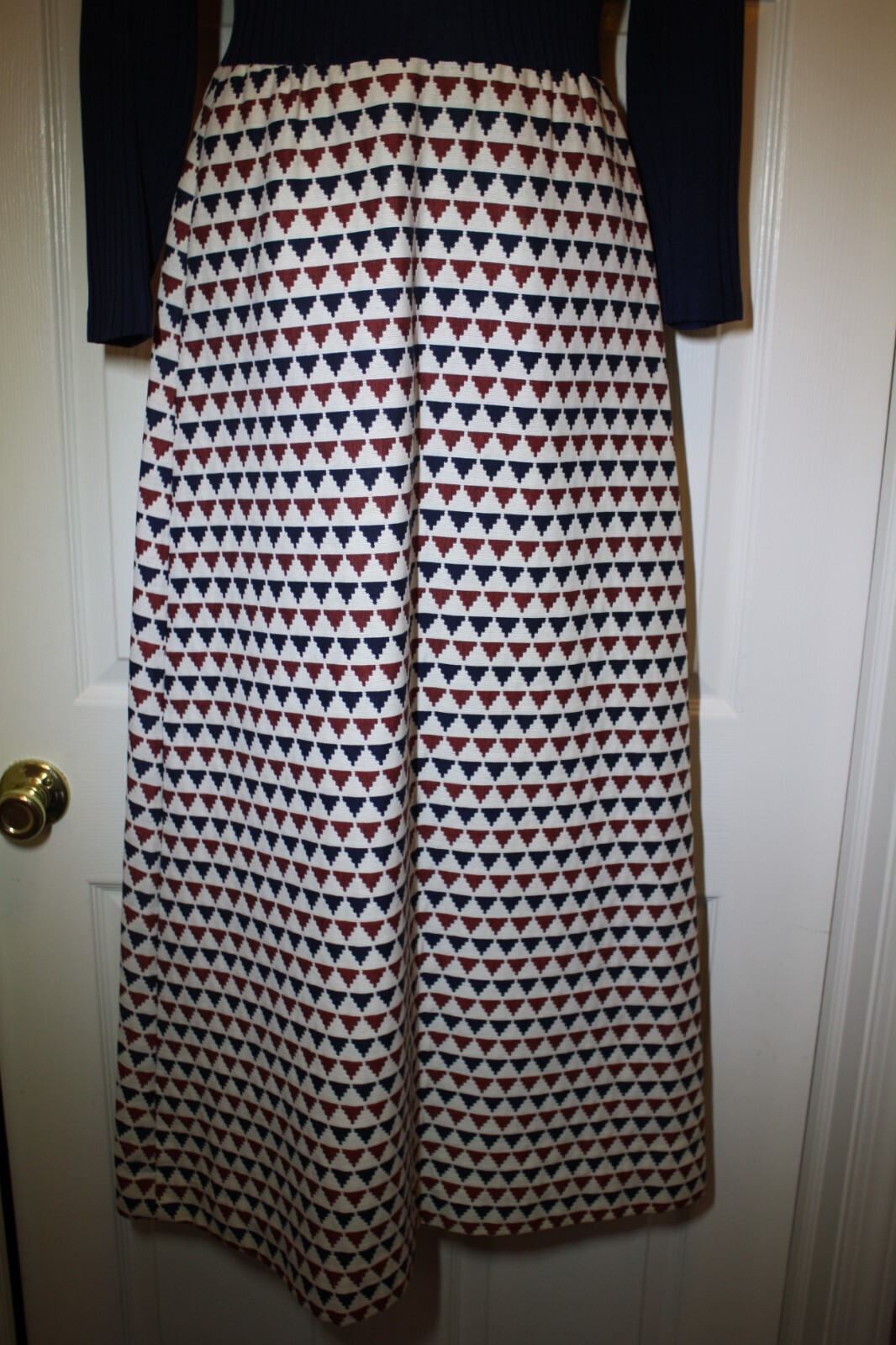 Vintage 1960’s 1970’s Blue, Brown and White Maxi Dress