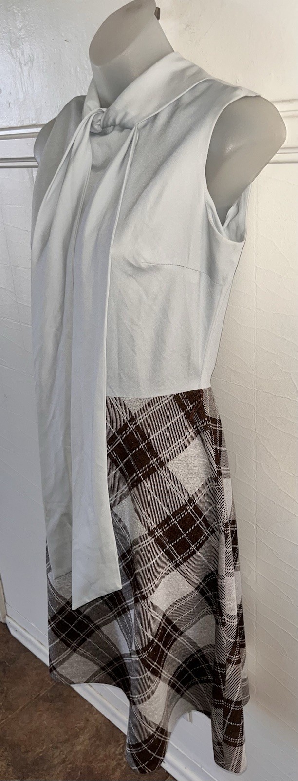 Vtg 1960s 70s Young Dimensions Parade Saks Fifth Avenue Plaid MOD GoGo Dress XS